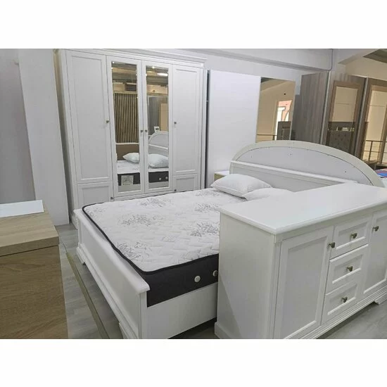 Set dormitor Kleo, design clasic, MDF și PAL melaminat, pat 160x200 cm, alb picture - 7
