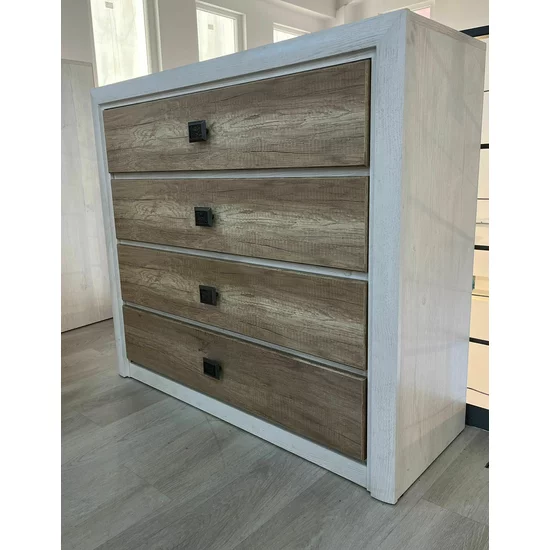 Set Dormitor Koen II, mobilier modular complet, pat 160x200 cm, dulap 4 uși, comodă și noptiere, MDF + PAL, Pin Arizona/Stejar Nava picture - 10