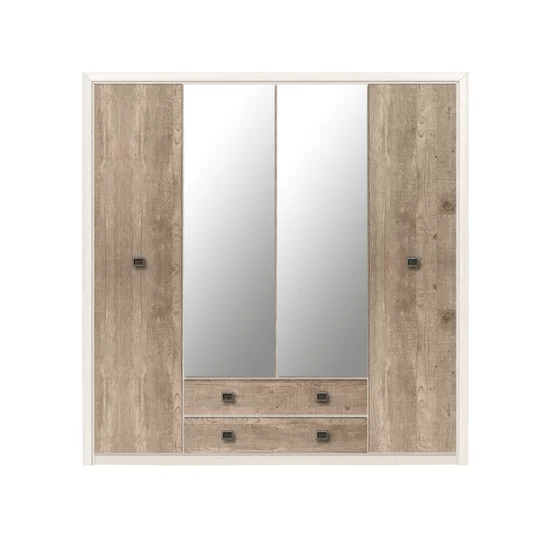 Set Dormitor Koen II, mobilier modular complet, pat 160x200 cm, dulap 4 uși, comodă și noptiere, MDF + PAL, Pin Arizona/Stejar Nava picture - 2