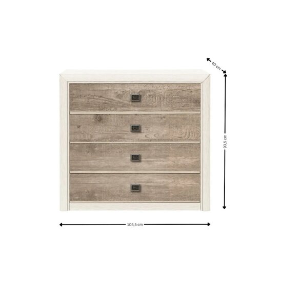 Set Dormitor Koen II, mobilier modular complet, pat 160x200 cm, dulap 4 uși, comodă și noptiere, MDF + PAL, Pin Arizona/Stejar Nava picture - 5
