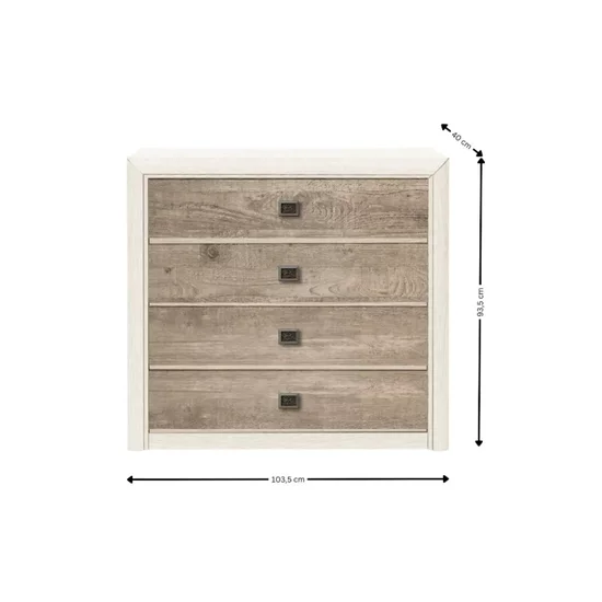 Set Dormitor Koen II, mobilier modular complet, pat 160x200 cm, dulap 4 uși, comodă și noptiere, MDF + PAL, Pin Arizona/Stejar Nava picture - 5
