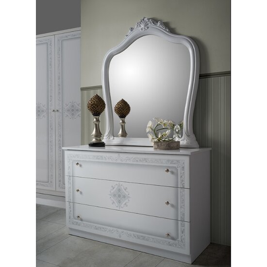 Set dormitor Luisa, tehnologie 3D, oglinzi frontale, finisaje elegante, PAL melaminat, pat 160 cm, Alb picture - 4