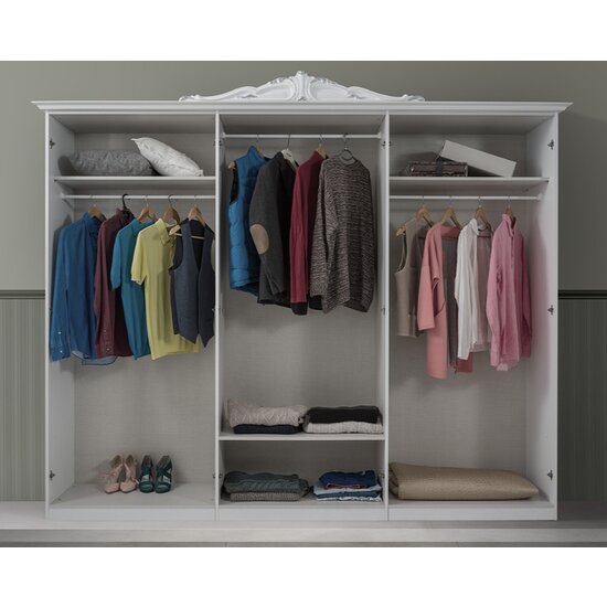 Set dormitor Luisa, tehnologie 3D, oglinzi frontale, finisaje elegante, PAL melaminat, pat 160 cm, Alb picture - 7