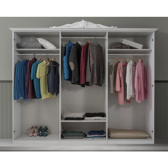 Set dormitor Luisa, tehnologie 3D, oglinzi frontale, finisaje elegante, PAL melaminat, pat 160 cm, Alb picture - 7