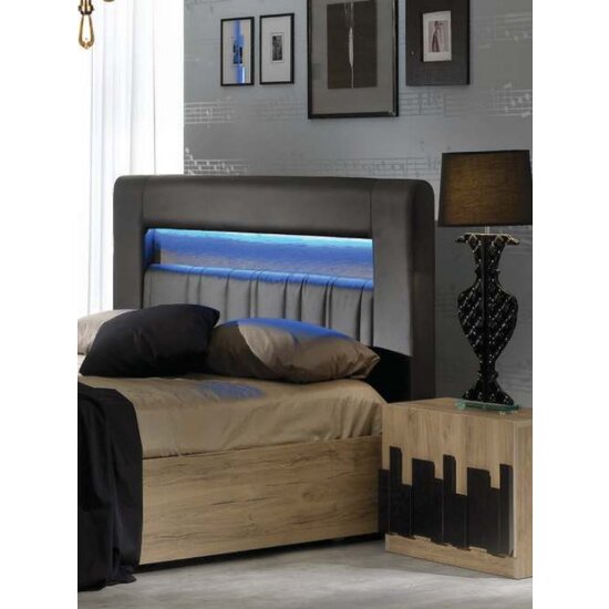 Set dormitor Mozart, dulap 2 uși glisante, design modern, comoda cu oglindă, PAL melaminat, pat 160 cm, Stejar Natural picture - 2