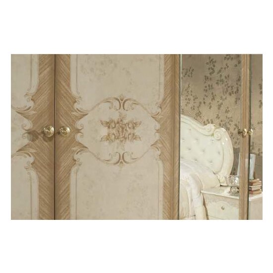 Set dormitor Tolouse Beige, set complet 5 piese, pat tapițat, dulap cu bară și polite, PAL melaminat, pat 160 cm, Bej picture - 3