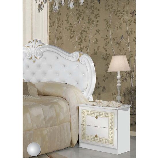 Set dormitor Vilma Bianco Gold, colecție completă cu detalii aurii, comoda cu oglindă, dulap spațios, PAL melaminat, pat 160 cm, Alb/Auriu picture - 3