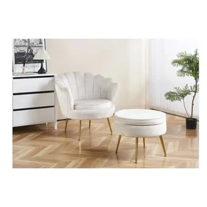 Set fotoliu și măsuță Ariel, catifea, 79x77x77 cm, bej