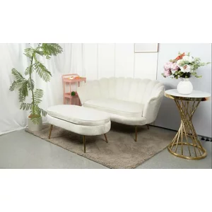 Set fotoliu și măsuță Ariel XXL, catifea, canapea 130x77x83 cm, măsuță 99x44,5x40 cm, alb