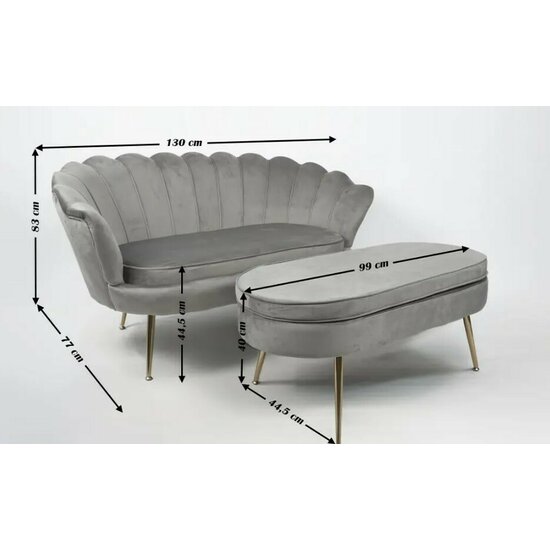 Set fotoliu și măsuță Ariel XXL, catifea, canapea 130x77x83 cm, măsuță 99x44,5x40 cm, gri picture - 2