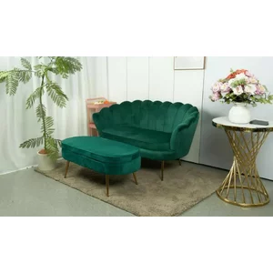 Set fotoliu și măsuță Ariel XXL, catifea, canapea 130x77x83 cm, măsuță 99x44,5x40 cm, verde