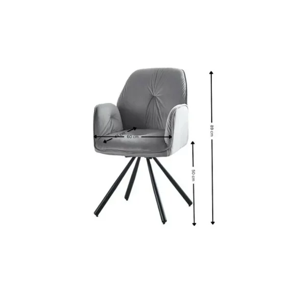 Set masă extensibilă Angola cu 6 scaune, MDF și metal, 160/200x90x76 cm, alb lucios, tapițerie gri picture - 2