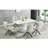 Set masă extensibilă Mistyc cu 6 scaune, MDF și metal, 120/160x80x75 cm, alb lucios picture - 1