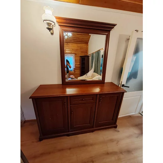 Set mobilă living Sonata, stil clasic, fronturi frezate, vitrine sticlă, PAL laminat + MDF, 295x45x205 cm picture - 5