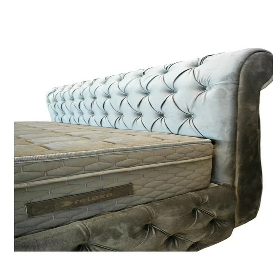 Set Pat Chester + Saltea Raysa Premium, culoare personalizabila - 160x200 cm, ladă depozitare, somieră metalică fixă, tapițerie catifea baby face picture - 3