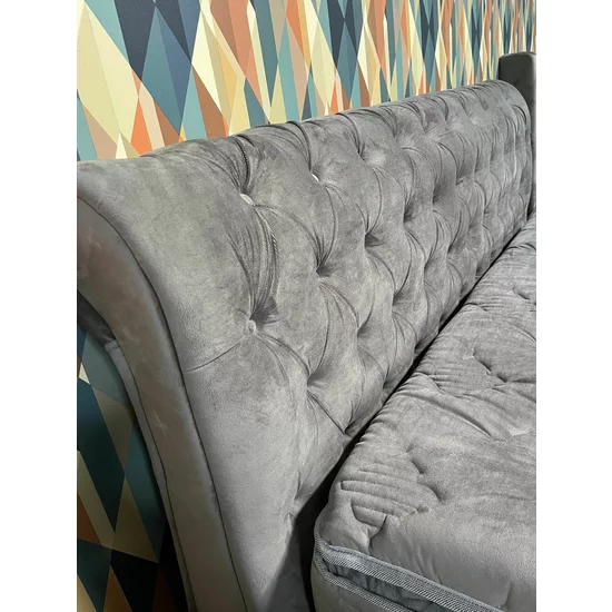 Set Pat Chester + Saltea Raysa Premium, culoare personalizabila - 160x200 cm, ladă depozitare, somieră metalică fixă, tapițerie catifea baby face picture - 9