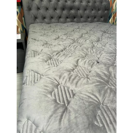 Set Pat Chester + Saltea Raysa Premium, culoare personalizabila - 160x200 cm, ladă depozitare, somieră metalică fixă, tapițerie catifea baby face picture - 13