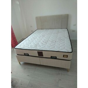 Set pat tapitat Bari +saltea Bari 160x200 cm Crem Bej