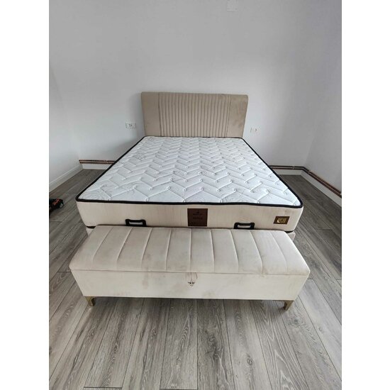 Set pat tapitat Bari +saltea Bari 160x200 cm Crem picture - 8