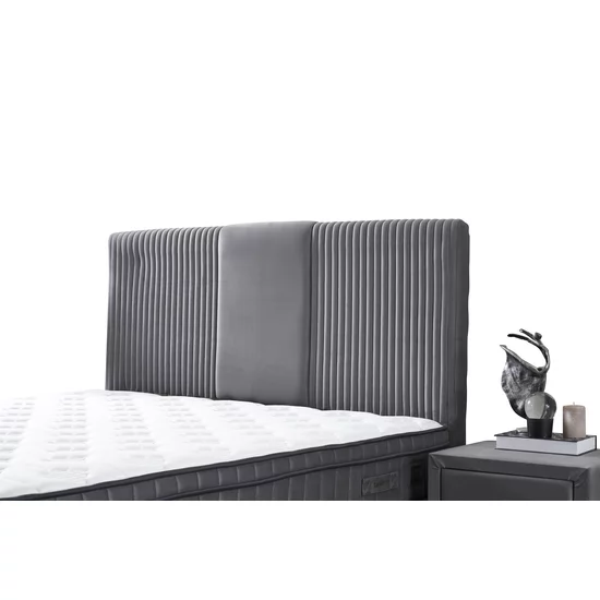 Set Pat Tapițat Bella + Saltea, ladă depozitare, tapițerie catifea premium, structură metal + PAL, 160x200 cm, Gri picture - 6