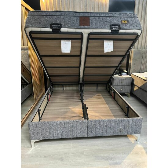 Set Pat + Saltea Astra, ladă depozitare integrată, tapițerie premium, structură robustă, 160x200 cm, Gri picture - 4