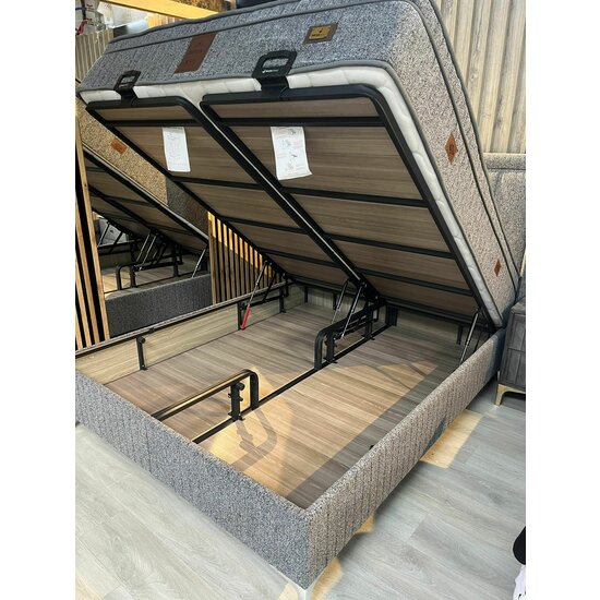 Set Pat + Saltea Astra, ladă depozitare integrată, tapițerie premium, structură robustă, 160x200 cm, Gri picture - 5