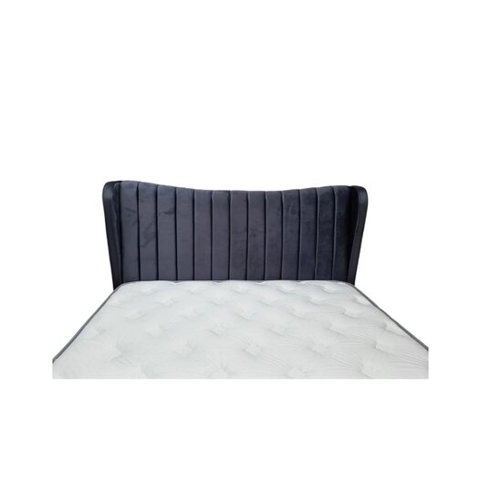 Set Pat + Saltea Savurani, structură rezistentă, ladă depozitare generoasă, tapițerie catifelată, 160x200 cm, Gri picture - 4