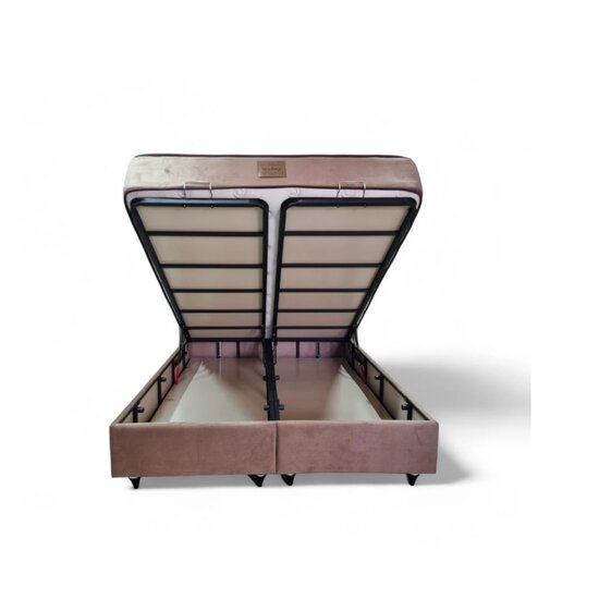 Set Pat + Saltea IMGI, structură robustă, ladă depozitare integrată, tapițerie premium, 160x200 cm, Crem picture - 6