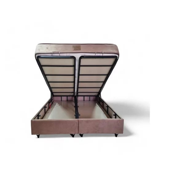 Set Pat + Saltea IMGI, structură robustă, ladă depozitare integrată, tapițerie premium, 160x200 cm, Crem picture - 6