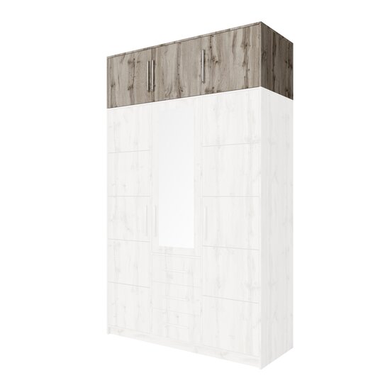 Suprapozabil Bali D3, 3 uși, rafturi integrate, placă laminată, compatibil dulap Bali, 147x58x45 cm, Alb picture - 4