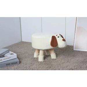 Taburet copii Catel, tapițerie moale și structură rezistentă din lemn, 38x28x28 cm, bej