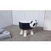 Taburet copii Panda, design vesel cu structură din lemn, 38x28x28 cm, alb-negru picture - 1