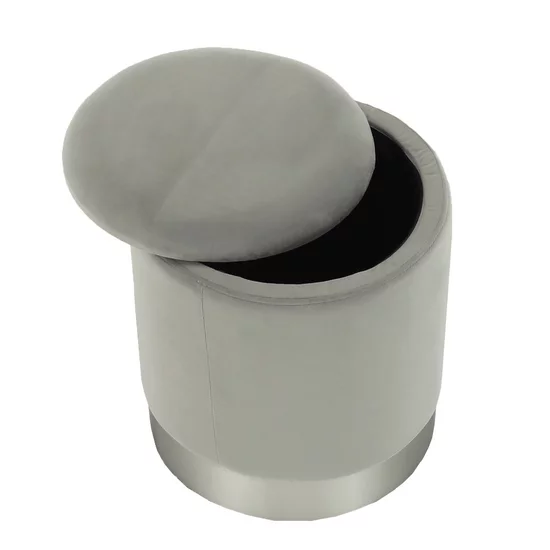 Taburet Devon, catifea premium cu spațiu depozitare, 31x38x31 cm, gri-auriu picture - 4