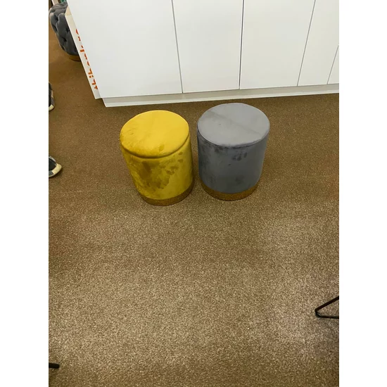 Taburet Devon, catifea premium cu spațiu depozitare, 31x38x31 cm, gri-auriu picture - 5