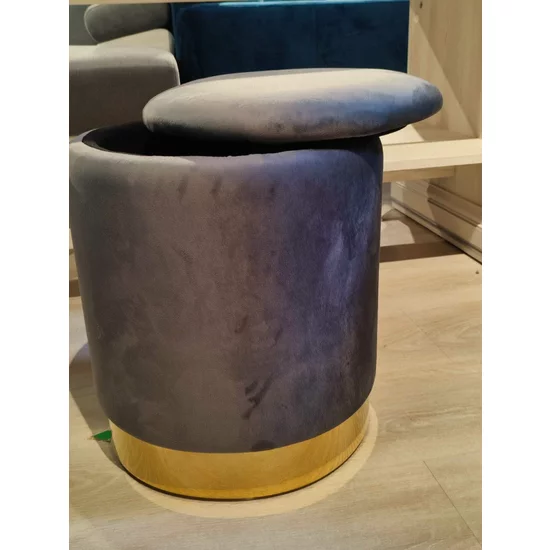 Taburet Devon, catifea premium cu spațiu depozitare, 31x38x31 cm, gri-auriu picture - 6