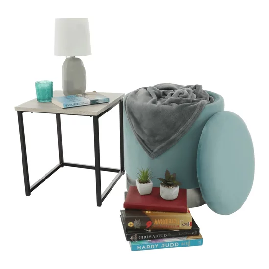 Taburet Devon, catifea premium cu spațiu depozitare, 31x38x31 cm, verde-auriu picture - 2