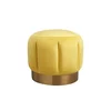 Taburet Pufa, design modern cu bază aurie, tapițerie catifelată, 50x50x46 cm, galben picture - 1