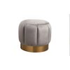 Taburet Pufa, design modern cu bază aurie, tapițerie catifelată, 50x50x46 cm, gri picture - 2