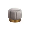 Taburet Pufa, design modern cu bază aurie, tapițerie catifelată, 50x50x46 cm, gri picture - 2