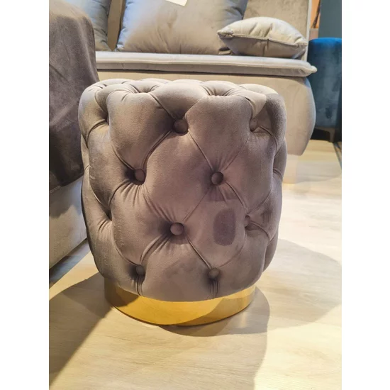 Taburet Velvet, catifea premium cu bază metalică, 37x37x38 cm, gri picture - 2