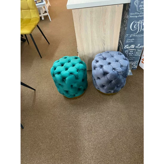 Taburet Velvet, catifea premium cu bază metalică, 37x37x38 cm, verde picture - 2