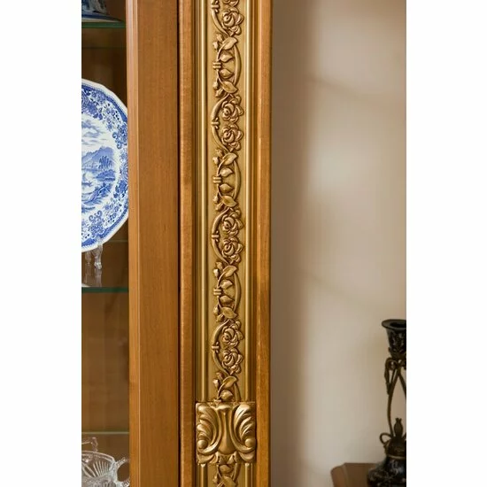 Vitrină 2 Uși Vicky, fronturi vitrate, masiv fag + panel + MDF furniruit nuc, 80x46.5x218.5 h cm, finisaj la alegere picture - 2