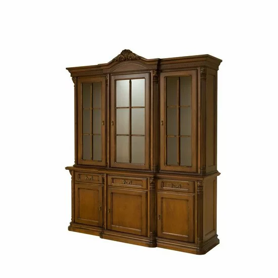 Bufet și vitrină Sonia cu 3 uși din lemn masiv fag, panel și MDF, furniruit cu furnir de nuc picture - 2