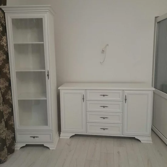 Vitrină Idento REG1W1S, cu ușă din sticlă și sertar, MDF și PAL laminat, 69.5x43.5x210 cm, alb alpin picture - 3