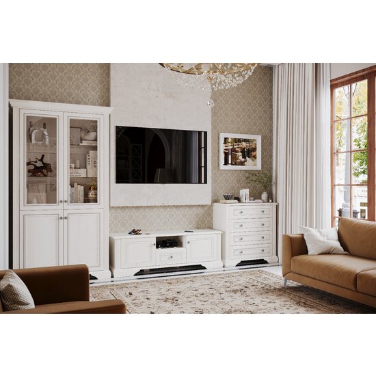 Vitrina White 2d2w 126x43x221 Frasin Alb/ Pin Argintiu picture - 5