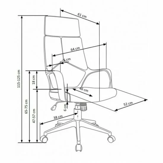 Scaun Voyager, mecanism TILT, stofă rezistentă și piele ecologică, 64x61x115-125 cm, albastru/negru picture - 5