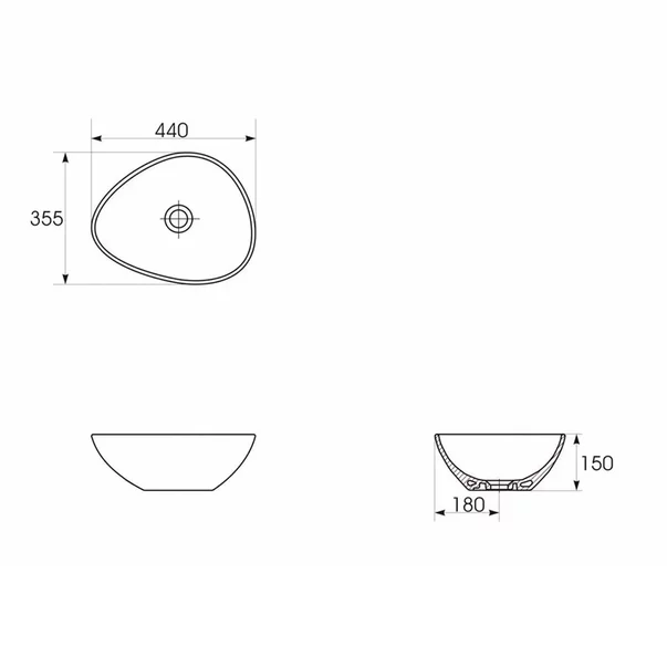Lavoar pe blat Rune Gerd asimetric 44 cm alb picture - 3