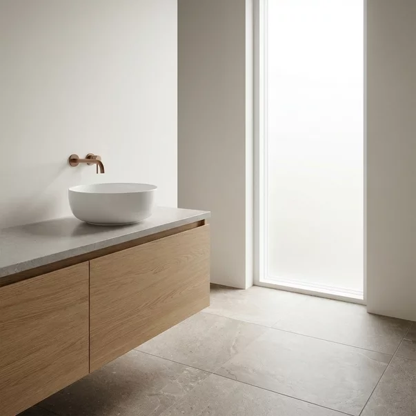 Lavoar pe blat Rune Mond rotund 40 cm alb picture - 3