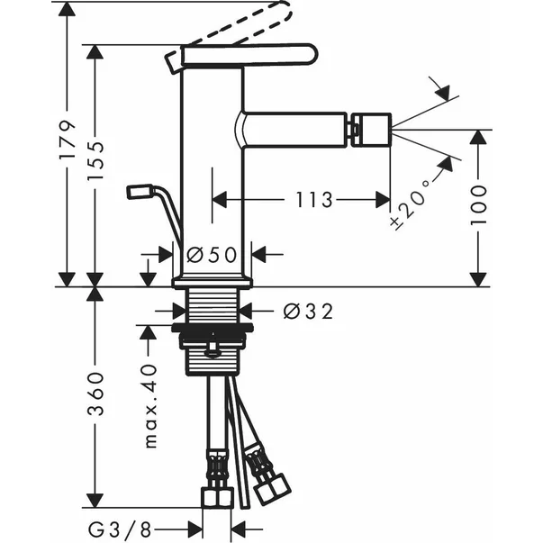 Baterie bideu Hansgrohe Axor One alb cu ventil pop-up picture - 2