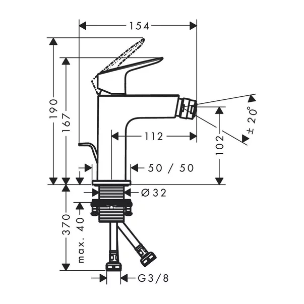 Baterie bideu Hansgrohe Logis 110 monocomanda negru mat picture - 2
